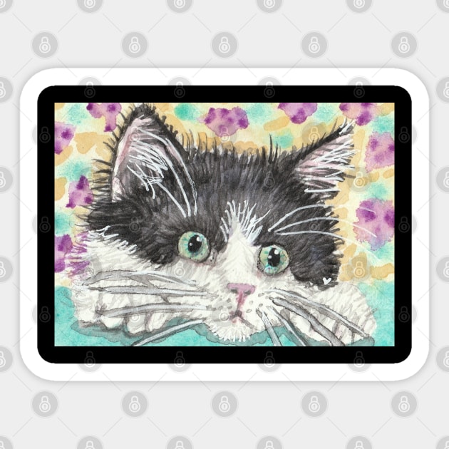 Cute kitten cat art Sticker by SamsArtworks